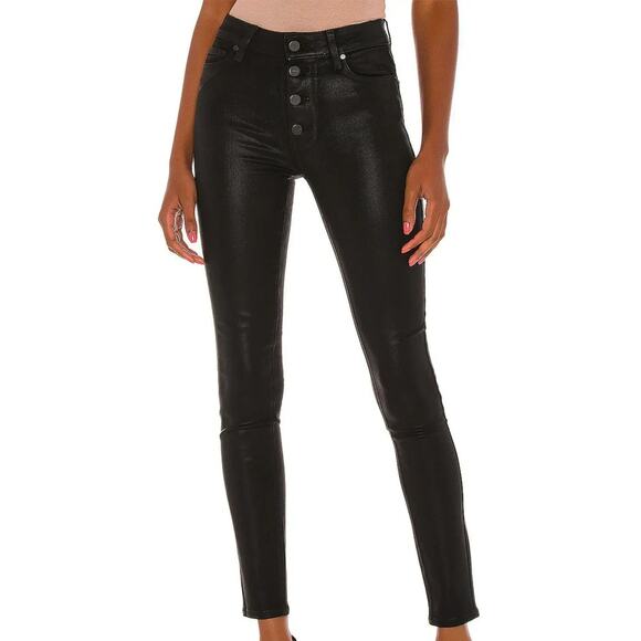 NWT Paige Hoxton Ultra Skinny Exposed Button-Fly Jeans Fog Luxe Coating Women 24 - Picture 1 of 9